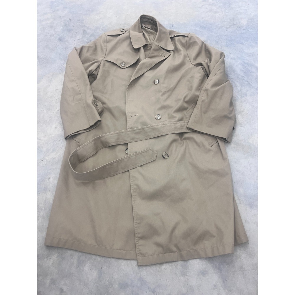 Vintage Botany Weathertopper Trench Coat Mens 44 Beige Belted Double Breasted
